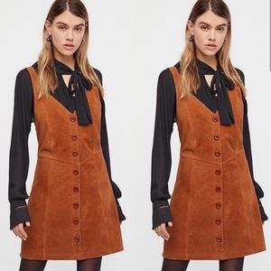 Free People Tan Abbie Suede Mini Dress